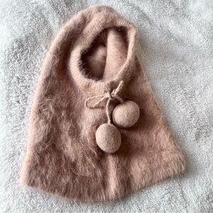Vintage Y2K Hatterdashers Balaclava Hooded Beige Hat w/ pom-pom drawstring New